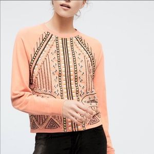 NEW Anthro Akemi + Kin Beaded Rose Sweatshirt